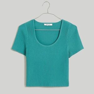 Madewell Ottoman Crop Sweater Tee turquoise waters NWT Large